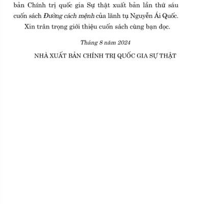 Đường Cách Mệnh ( xuất bản lần thứ sáu) - bản in năm 2024