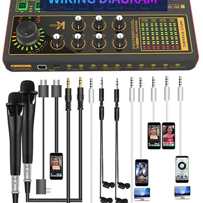 Soundcard K300 – Chuyên thu âm, livestream, karaoke online – Livestream được 3 điện thoại cùng lúc – Đầy đủ chức năng auto tune, đổi giọng, hiệu ứng khán giả - Điều chỉnh bass treble echo, giảm tiếng ồn – Kết nối bluetooth – Hàng chính hãng