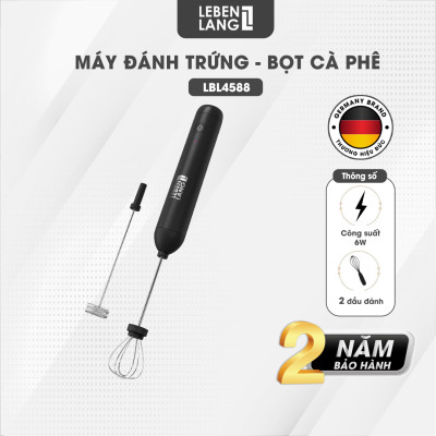 Máy đánh trứng, máy đánh bọt cafe cầm tay mini Lebenlang LBL4588, 2 tốc độ, sạc pin usb tiện dụng - hàng chính hãng