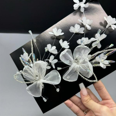 Cài tóc cô dâu hoa voan đính hoa nhí mới t9/2024