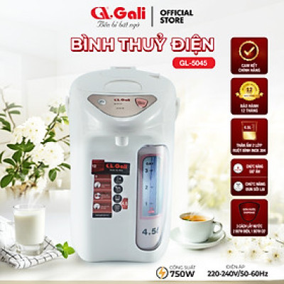 Bình thủy điện Gali GL-5045 dung tích 4.5 lít, phích cấu tạo 2 lớp thân ngoài nhựa, ruột inox 304, hàng chính hãng 100% Gali, bảo hành 24 tháng