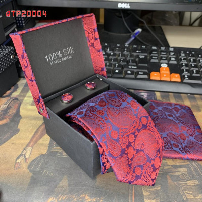 Cavat nam bản 8cm lót silk cao cấp nguyên hộp kèm khăn và khuy măng sét Giangpkc Qtp