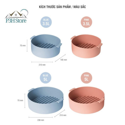 Khay silicone dành cho nồi chiên không dầu và lò vi sóng  Lock&Lock  3.5L và 5L, CKB002 CKB003 chịu nhiệt độ cao dễ dàng vệ sinh