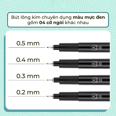 Bút Kim Kỹ Thuật 0.2 mm - Drawing Pen - Colorkit DW-C001 - Mực Đen