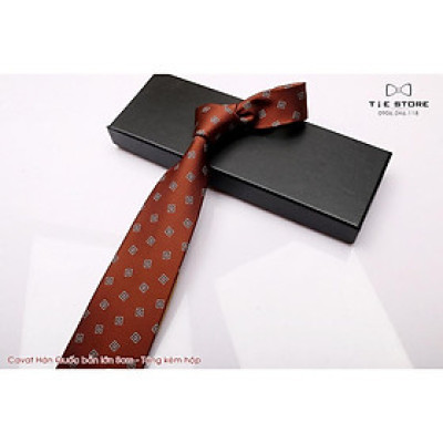 Cavat nam Hàn Quốc cao cấp bản lớn 8cm nâu sáng - Tặng kèm hộp Full box