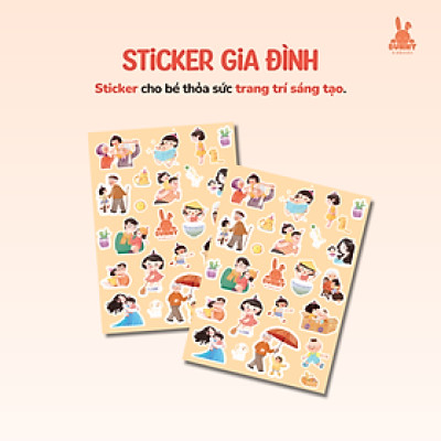 Sticker Gia Đình Dễ Thương Cho Bé Thỏa Sức Bóc Dán, Trang Trí Đồ Chơi, Sách Vở Học Tập
