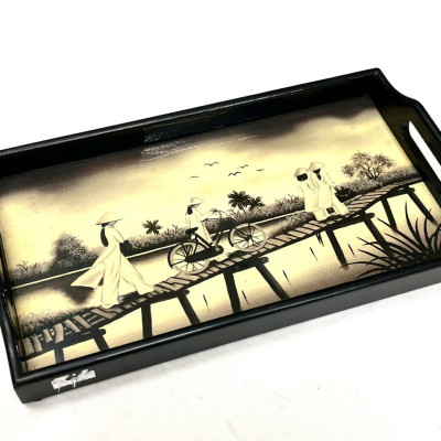 Khay sơn mài cao cấp - Mã KC11 size 27x15x2.5 cm đẹp mắt, sang trọng, quà tặng ý nghĩa