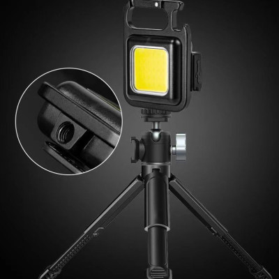 Đèn Led Mini Móc Khóa Đèn Cầm Tay Nhỏ Siêu Sáng đa chức năng có pin sạc USB C chống nước có nam châm từ tính - Hàng Chính Hãng