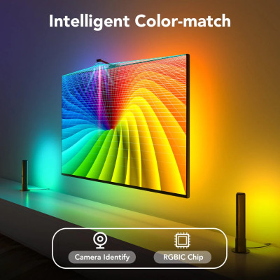 Combo Đèn LED dây đổi màu theo màn hình và Thanh đèn led RGBIC Govee Dreamview TV Backlights T1 Pro H605B (55-65")