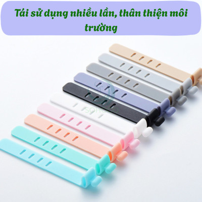 Dây buộc cáp silicon thông minh Dây quấn gọn cáp sạc mini Kẹp buộc dây cáp tái sử dụng Dây cố định cáp điện thoại đa năng Kẹp gọn dây tai nghe & sạc Dây quấn silicon nhiều màu-Hàng nhập khẩu