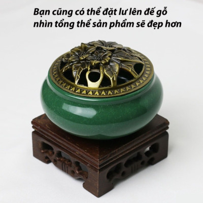 Lư xông trầm gốm sứ nắp đồng sang trọng _  Lư xông nụ trầm  phù hợp mọi không gian