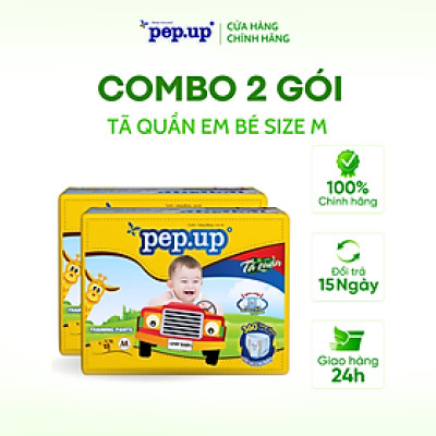 Combo 2 Gói Tã/Bỉm Quần Em Bé Pep.up Extra Dry Siêu Mềm Mại, Siêu Khô Thoáng, Kháng Khuẩn Size M (22 Miếng/Gói)