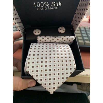 Cà vạt nam 8cm trung niên kèm hộp và khăn áo vest tặng kèm khuy măng set quà tặng 2021 cho nam GiangPKC