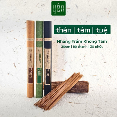 Nhang Trầm Hương Không Tăm Yên Loại Thân, Tâm, Tuệ Sạch Tự Nhiên Ít Khói An Toàn Dùng Thiền Thư Giãn