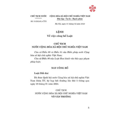 Sách - Luật Đất Đai (Sửa Đổi, Bổ Sung Năm 2024) - NXB Chính Trị Quốc Gia