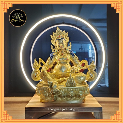 Kệ đèn Led tròn hào quang để tượng phật, đèn led trang trí tiểu cảnh, để bàn, decor thác khói trầm hương phong thủy