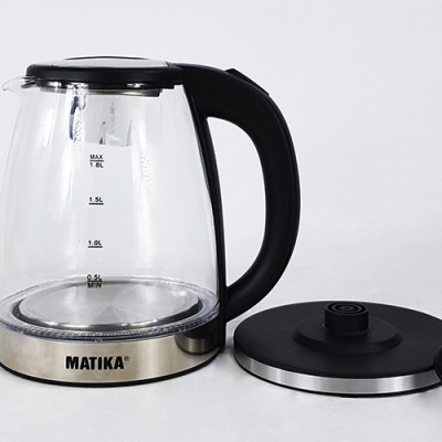 Ấm Siêu Tốc Thủy Tinh 1.8L Matika MTK-35 Công Suất 1800W Thiết Kế Hiện Đại Trong Suốt Đun Nước Siêu Nhanh Có Đèn Led Khi Sôi-Hàng Chính Hãng