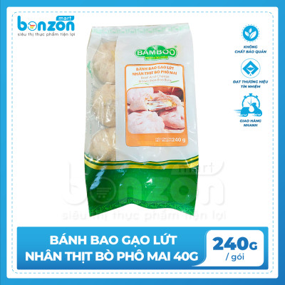 Bánh bao gạo lứt nhân thịt bò phô mai bamboo 40g - Bonzon (240g)