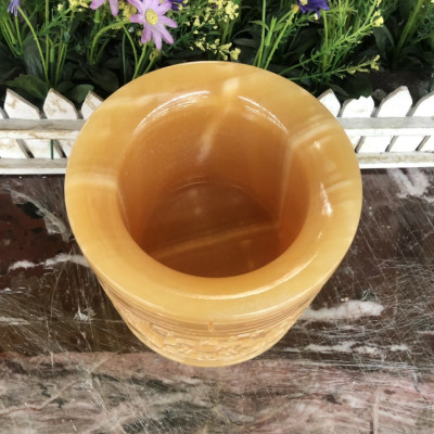 Lư hương, bát hương, bát nhang chạm rồng phượng đặt bàn thờ đá ngọc hoàng long - Cao 15 cm