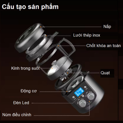 Máy rang hạt cà phê công nghệ gia nhiệt không khí . Thương hiệu Mỹ cao cấp Cafemasy CCR-305D. HÀNG CHÍNH HÃNG