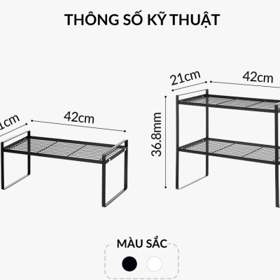 Kệ nhà bếp đa năng chất liệu thép sơn tĩnh điện, chống trượt, không đọng nước 42x21x36.8 cm