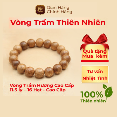 Vòng Trầm Hương 11.5ly – 16 Hạt – Cao Cấp | Bảo Trầm – Trầm Hương Tự Nhiên, Hương Thanh Nhẹ – Đeo Phong Thủy May Mắn