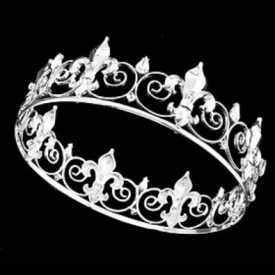 Vương miện nam mẫu tròn màu trắng cao 5cm