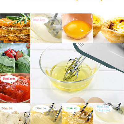 Máy Đánh Trứng Cầm Tay 7 Tốc Độ Công Suất Lớn Tặng Kèm 4 Que Đánh Cao Cấp Thép Không Gỉ - Hàng Chính Hãng - Hàng Nhập Khẩu