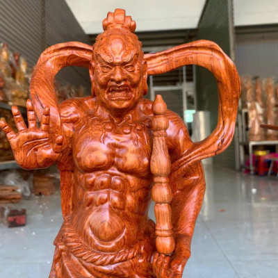 Bộ tượng tứ đại kim cương bằng gỗ hương đá kt cao 50×20×15cm + thêm kệ chân đế cao 10cm