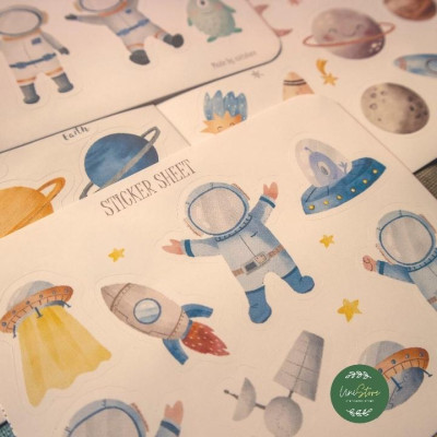 sticker thiết kế - sticker sheet little astronaut - trang trí sổ tay, nhật kí bullet journal