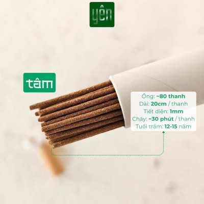 Nhang Trầm Hương Không Tăm Yên Thảo Mộc Loại Tâm Sạch Tự Nhiên Ít Khói An Toàn Dùng Thiền Thờ Cúng Thư Giãn
