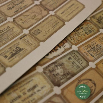 Sticker tự cắt Neutral journal tickets - sticker sheet dán, trang trí sổ nhật kí, sổ tay | Bullet journal - kc004