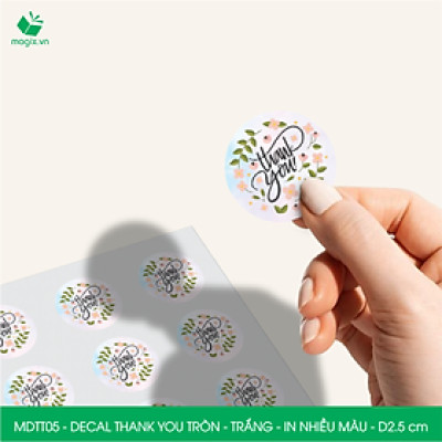 MDTT05 - D2.5cm - 1000 Sticker Thank you, decal Thank you tròn dán hộp carton, tem cám ơn, nhãn dán cảm ơn trang trí gói hàng