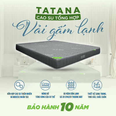 Nệm Cao Su Tổng Hợp Vải Gấm Lạnh Tatana Dạng Thẳng,  Nâng Đỡ Cơ Thể, Êm Ái , Bảo Hành 10 Năm