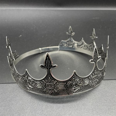 Vương miện nam tròn cao 6,5cm màu đen vân bạc