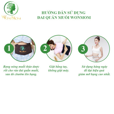 Đai quấn muối vải cotton siêu bền, có dây kéo, dùng đựng muối quấn bụng Wonmom
