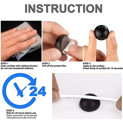 SET 5 Nút Silicon Giữ Dây, Dán Cố Định Dây Cáp Sạc, Dây Điện, Tai Nghe Sắp Xếp Gọn Gàng Cho Bàn Làm Việc. Takyhome 5680