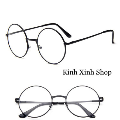 Gọng Kính Nam Nữ Mắt tròn nhỏ Harry Porter Gọng Kim Loại Màu Đen Có Thể Thay Tròng Cận 