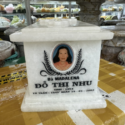 Hủ đưng tro cốt thiên chúa giáo đá cẩm thạch trắng