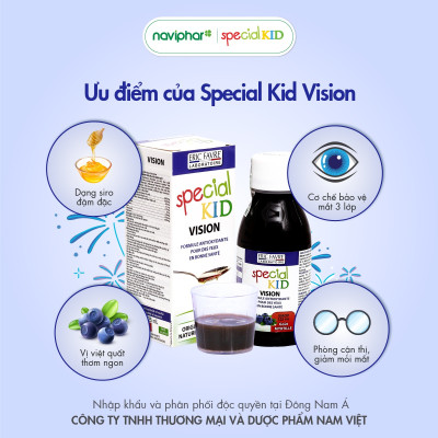 TPBVSK Special Kid Vision - Siro tăng cường thị lực, cơ chế bảo vệ mắt 3 lớp, hỗ trợ ngăn ngừa ánh sáng xanh (125ml) [Nhập khẩu Pháp]