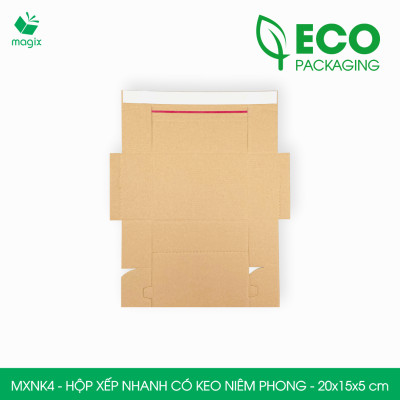 MXNK4 - 20x15x5 cm - 100 hộp carton đóng hàng xếp nhanh có keo niêm phong - Hộp gói hàng, hộp quà