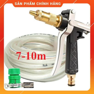 Bộ dây vòi xịt nước ️ ,tăng áp 3 lần,loại 7m,10m 206236 đầu đồng,đai,nối nhựa v+ túi đựng bút .