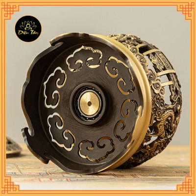 Lư xông trầm hương Lư đồng hình ngũ long chầu nguyệt lư đốt trầm tặng trụ, lót chống cháy thờ cúng phong thủy - lư xoay