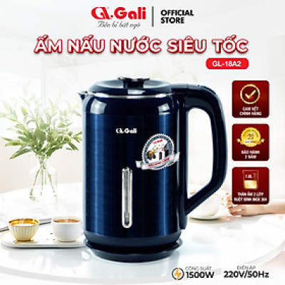 Ấm siêu tôc Gali GL-18A2 1.8 Lít. Inox 304 đúc nguyên khối. Có thang báo mực nước dày 2 lớp cách nhiệt chống nóng. Hàng chính hãng bảo hành 24 tháng