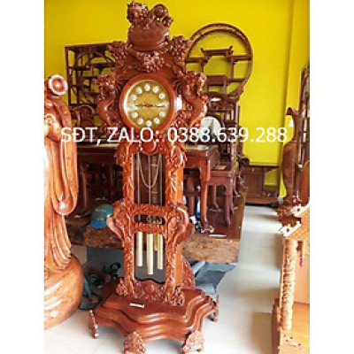 Đồng hồ Nghê đỉnh gỗ hương đá