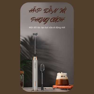 Máy đánh bọt cầm tay KHÔNG DÂY SOKANY SK02018 đa năng 2in 1, đánh trứng, tạo bọt, có sạc USB tiện lợi - HÀNG CHÍNH HÃNG - DELIYA
