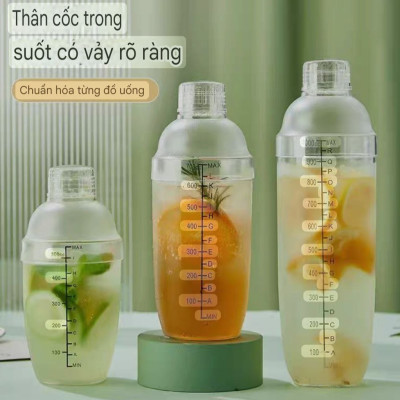 Bình Lắc pha chế, dụng cụ pha chế Bình Lắc Cocktail Shaker Nhựa Có Vạch Chia mil rõ nét Pha Chế Trà Sữa Trà Chanh, Cocktail , Cafe 