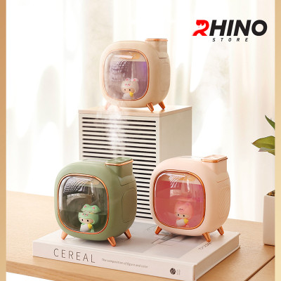 Máy phun sương, xông tinh dầu Rhino H809 500ml tạo ẩm, 2 đầu phun kèm đèn ngủ - Hàng chính hãng