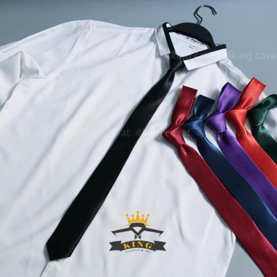 Cà vạt học sinh bản nhỏ chụp kỷ yếu cho nam nữ màu đen và nhiều màu style hàn quốc caravat KING C01