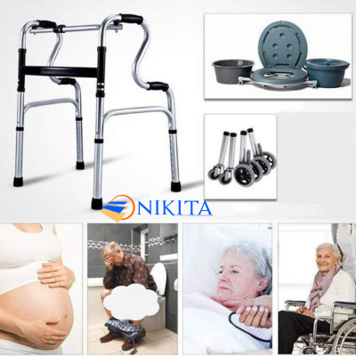 Khung tập đi cho người già có bô vệ sinh đi kèm, chắc chắn, an toàn, gấp gọn khi không sử dụng, chính hãng Nikita